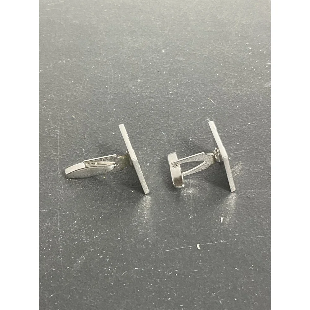 Vintage Swank Silver Cufflinks With Blue Gemstone Accent